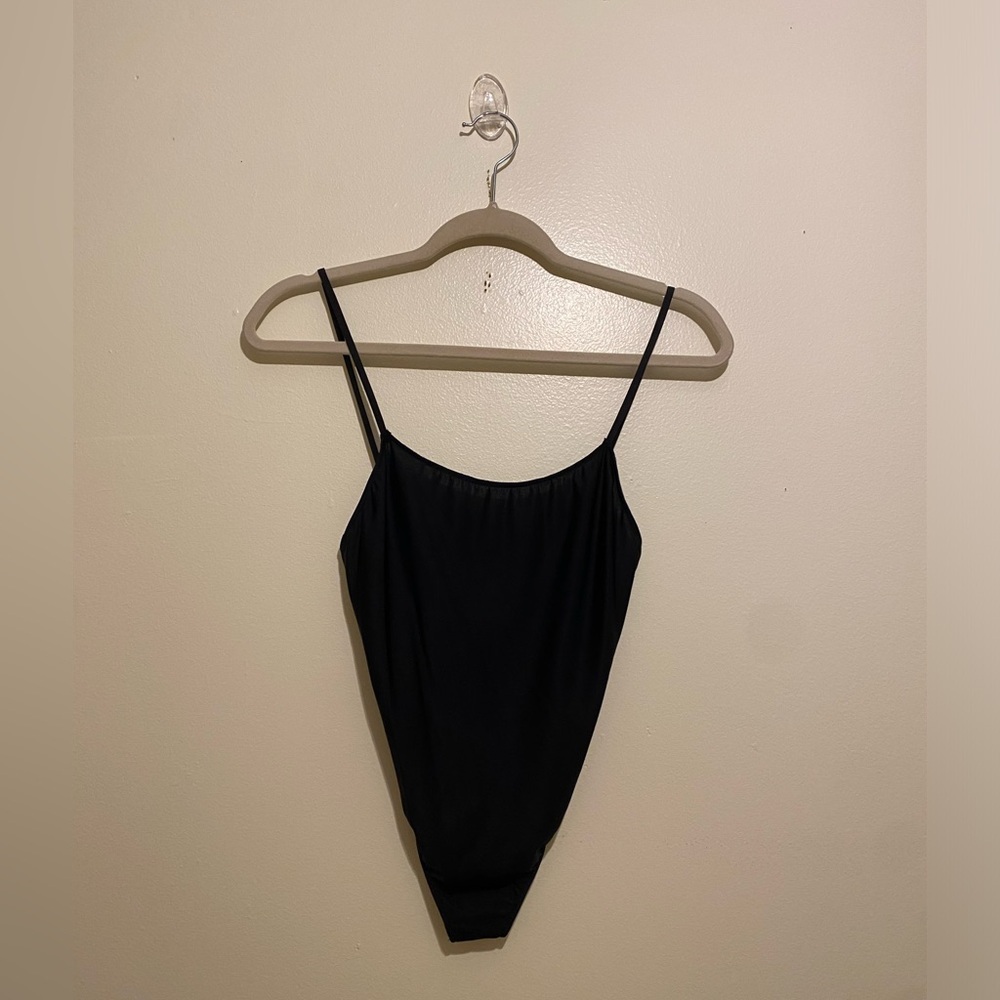 ONLY HEARTS NYC SO FINE/ECO RIB MINIMAL BODYSUIT Black Sleeveless Size S